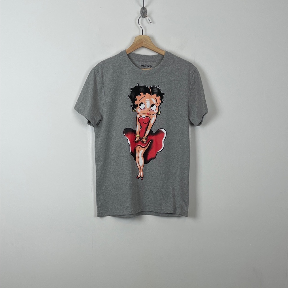 Betty Boop Gray Graphic Short Sleeve Pullover Adult S Retro Casual T-Shirt